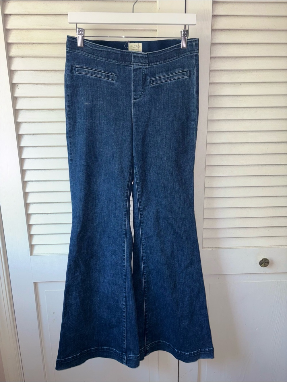 Anthropologie Pilcro Pull On Flare Jeans 28 Dark Wash High Rise Stretch Denim - Picture 2 of 7